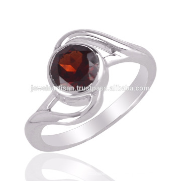 Garnet cut round & 925 Solid Sterling Silver Handmade Ring for Gift